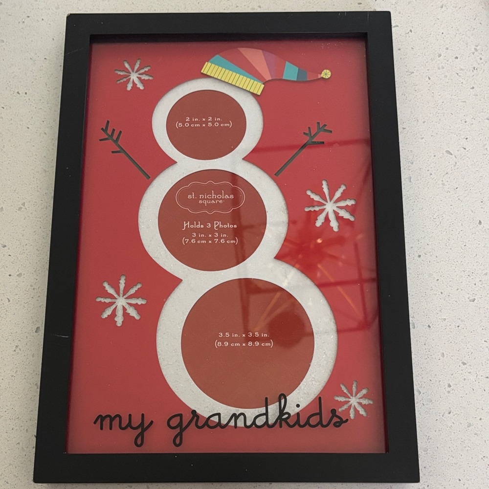 Black Frame with Red Snowman Design